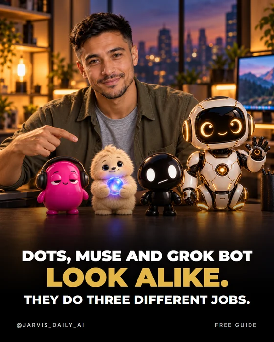 Dots, Muse and Grok Bot look alike. They do three different jobs. — cover